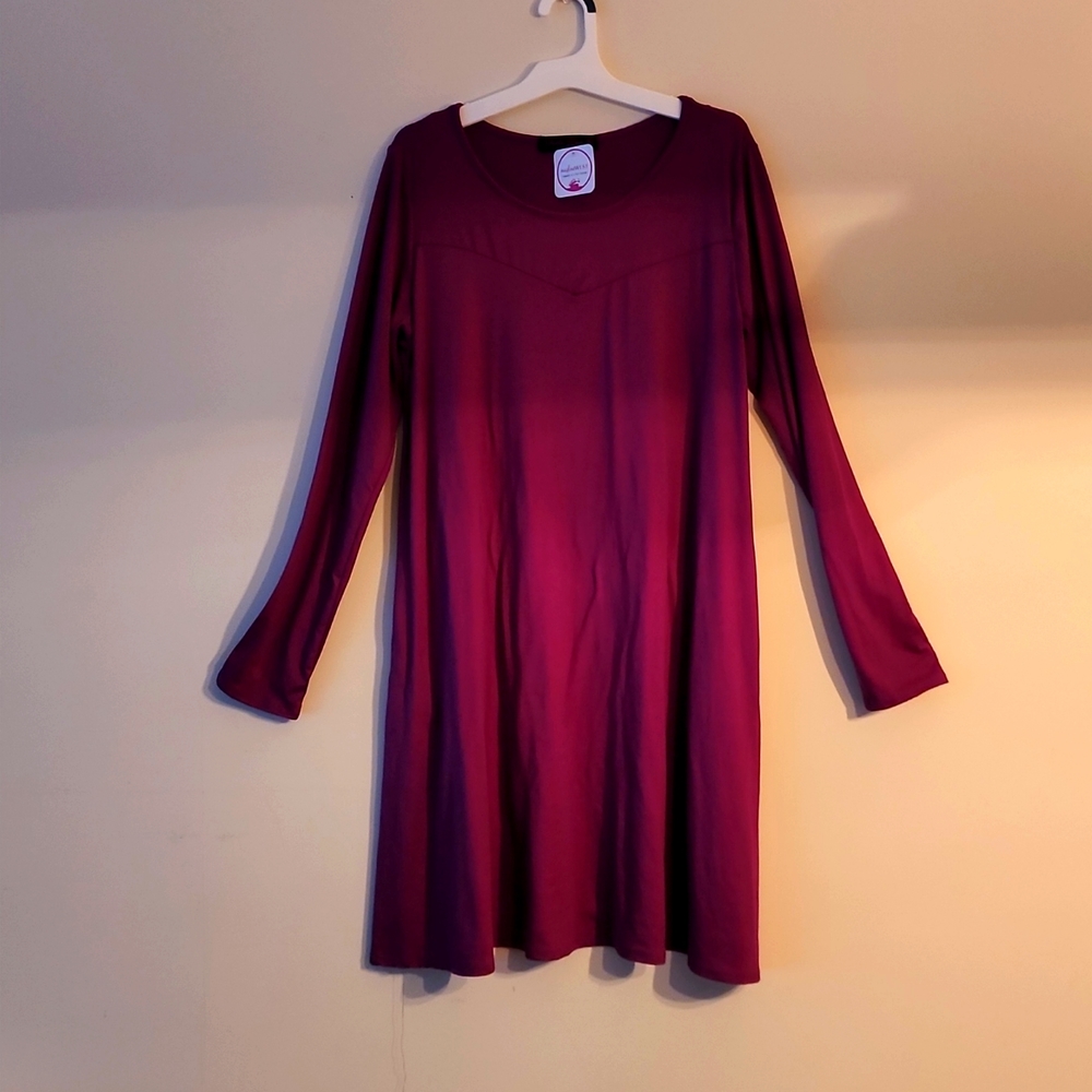 XL Sheila Rose dress, Maroon color, long sleeve